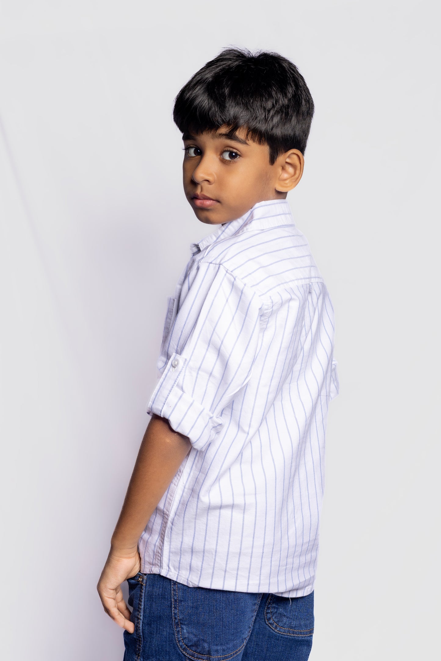 RAW OUTFITTERS REGULAR FIT OXFORD STRIPED FULL SLEEVE SHIRT FOR BOYS