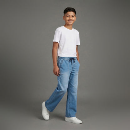 ASSOB Kids Straight Fit Drawstring Jeans
