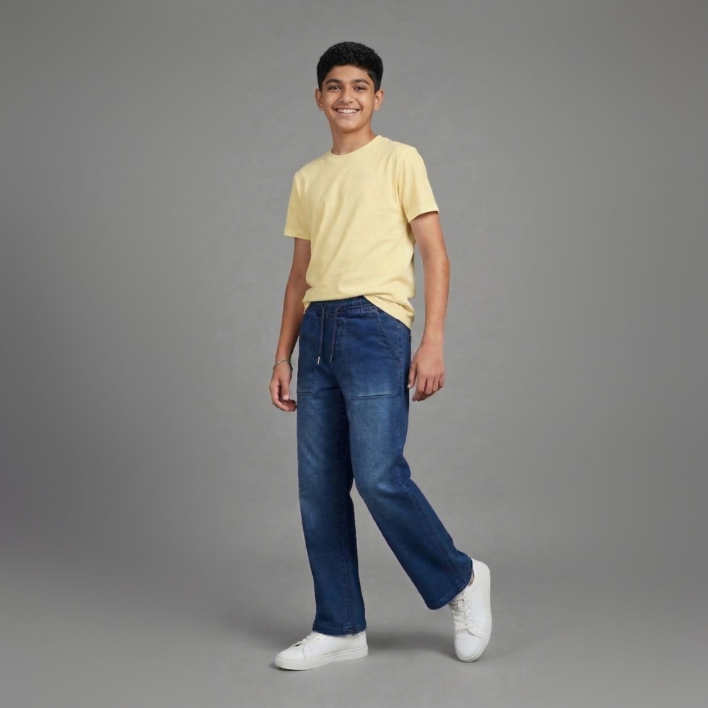 ASSOB Kids Straight Fit Drawstring Jeans