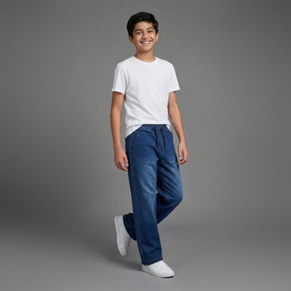 ASSOB Kids Straight Fit Drawstring Jeans