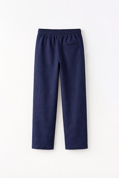 JUNIOR CLUB Premium Linen Straight Fit Pants with Elastic Waist