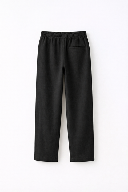 JUNIOR CLUB Premium Linen Straight Fit Pants with Elastic Waist