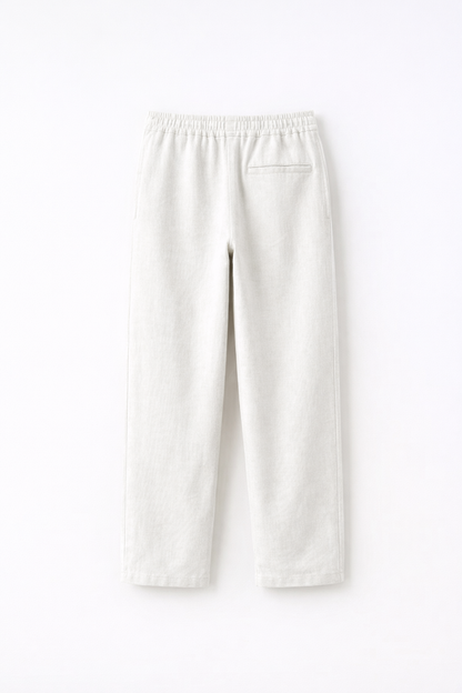 JUNIOR CLUB Premium Linen Straight Fit Pants with Elastic Waist