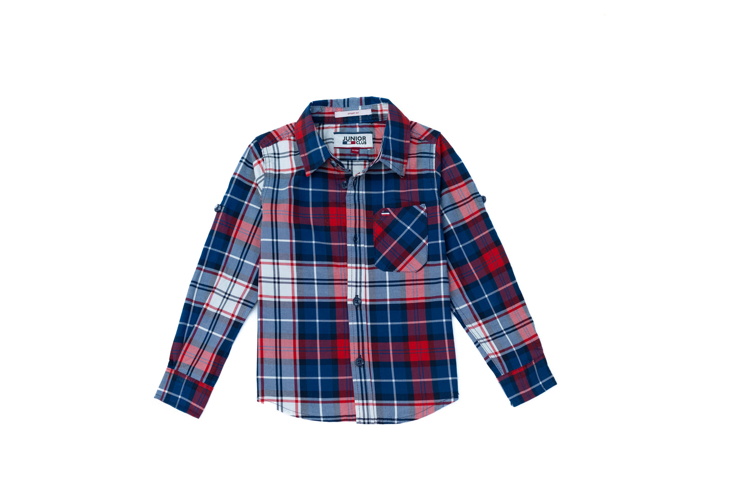 JUNIOR CLUB Regular Fit Cotton Stretch Check Full Sleeve Shirt For Kids