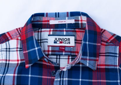 JUNIOR CLUB Regular Fit Cotton Stretch Check Full Sleeve Shirt For Kids
