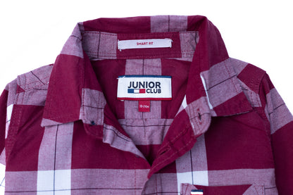 JUNIOR CLUB Regular Fit Cotton Stretch Check Full Sleeve Shirt For Kids