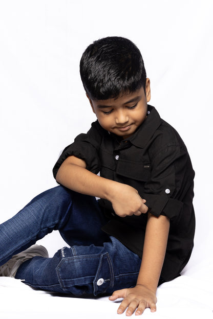 RAW OUTFITTERS REGULAR FIT POPLIN FULL SLEEVE SHIRT FOR BOYS