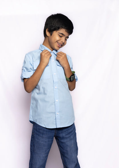 RAW OUTFITTERS REGULAR FIT POPLIN FULL SLEEVE SHIRT FOR BOYS