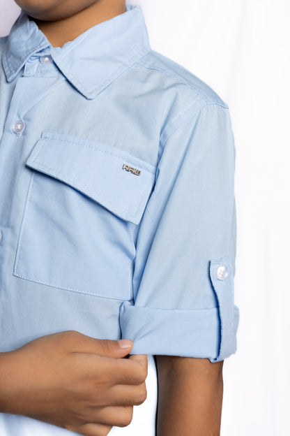 RAW OUTFITTERS REGULAR FIT POPLIN FULL SLEEVE SHIRT FOR BOYS