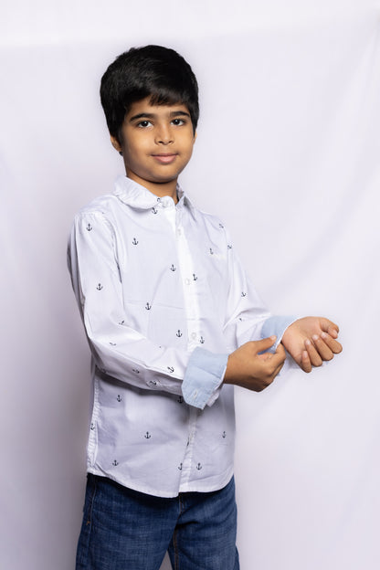 JUNIOR CLUB BOYS  REGULAR FIT CASUAL PRINTED FULL SLEEVE SHIRT FOR BOYS