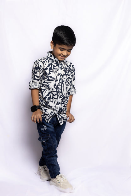 JUNIOR CLUB BOYS  REGULAR FIT CASUAL PRINTED FULL SLEEVE SHIRT FOR BOYS