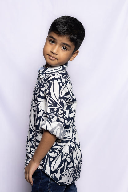 JUNIOR CLUB BOYS  REGULAR FIT CASUAL PRINTED FULL SLEEVE SHIRT FOR BOYS