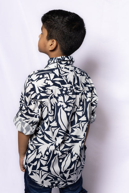 JUNIOR CLUB BOYS  REGULAR FIT CASUAL PRINTED FULL SLEEVE SHIRT FOR BOYS