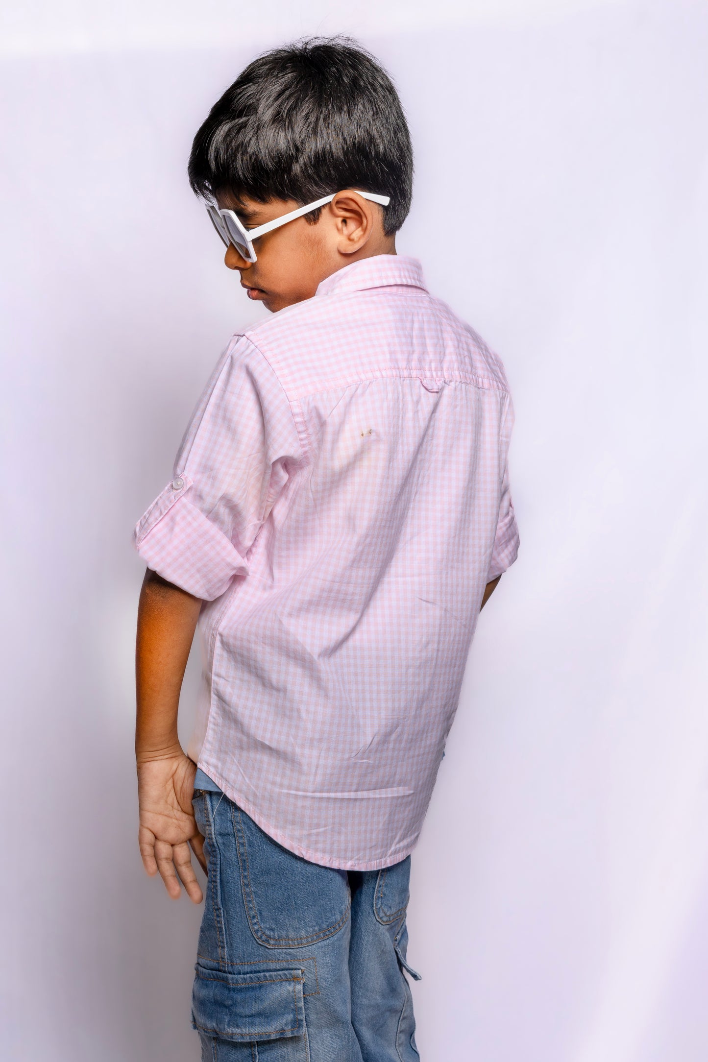 JUNIOR CLUB REGULAR FIT POPLIN STRETCH CHECK FULL SLEEVE SHIRT FOR BOYS