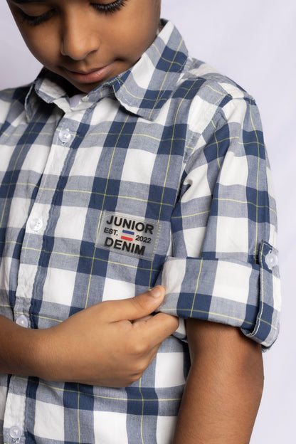 JUNIOR CLUB BOYS TRENDY REGULAR FIT CASUAL CHECK FULL SLEEVE SHIRT FOR BOYS