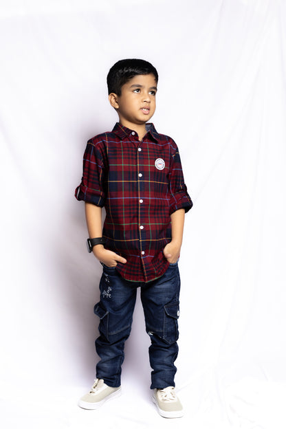 JUNIOR CLUB BOYS REGULAR FIT CASUAL OXFORD STRETCH FULL SLEEVE SHIRT FOR BOYS