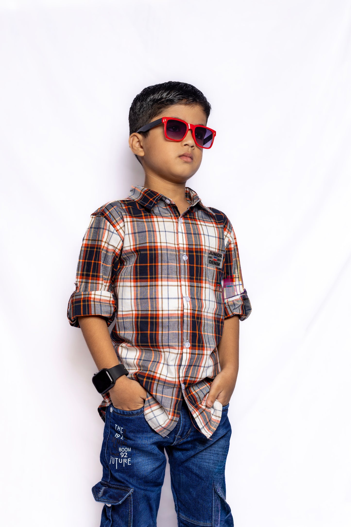 JUNIOR CLUB BOYS TRENDY REGULAR FIT CASUAL CHECK FULL SLEEVE SHIRT FOR BOYS