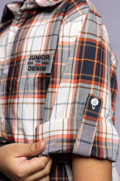 JUNIOR CLUB BOYS TRENDY REGULAR FIT CASUAL CHECK FULL SLEEVE SHIRT FOR BOYS