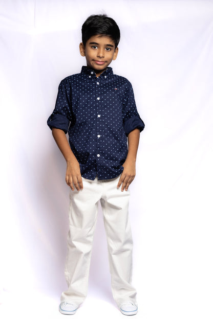 JUNIOR CLUB BOYS  REGULAR FIT CASUAL STRETCH FULL SLEEVE SHIRT FOR BOYS