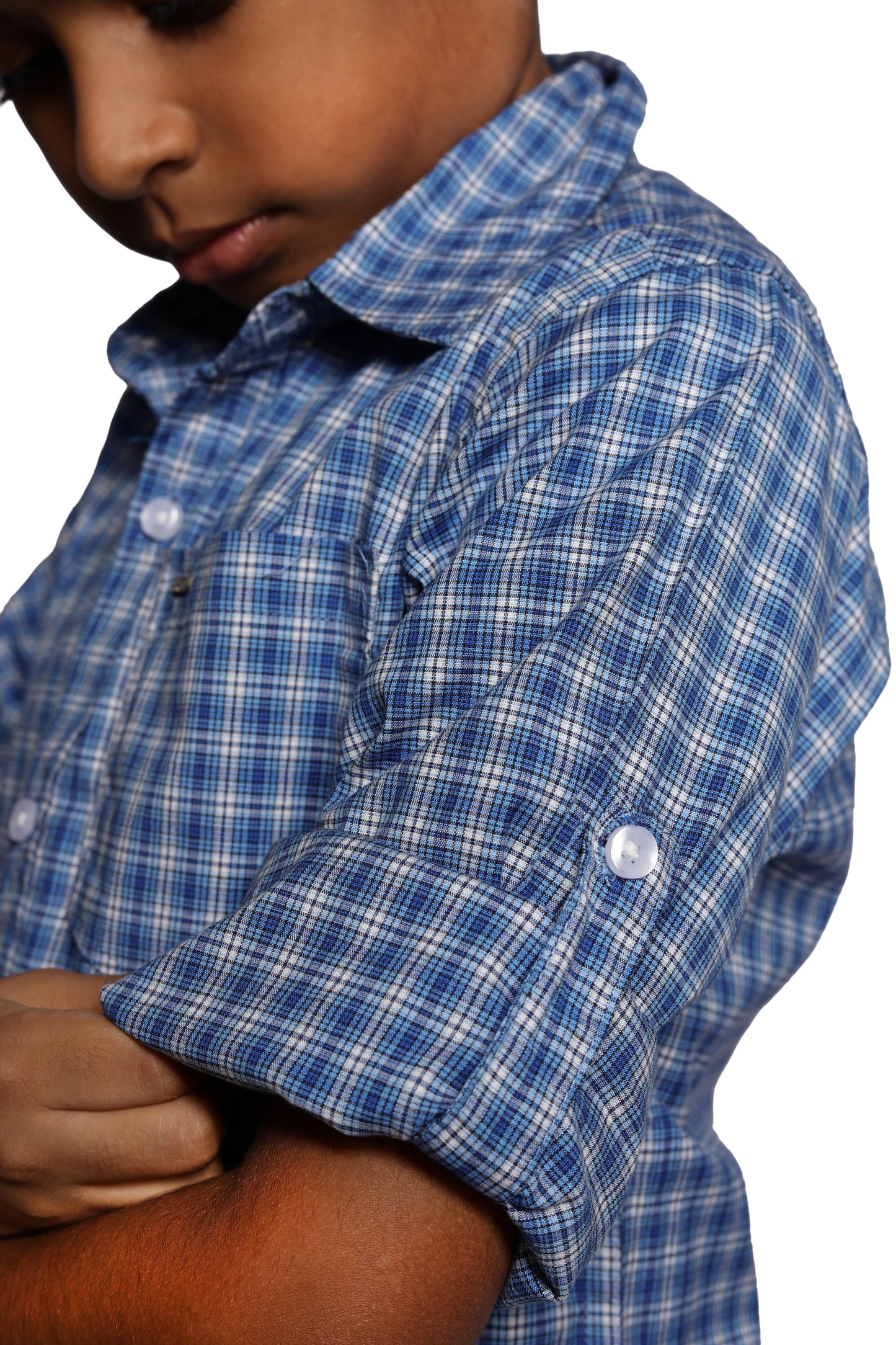 RAW OUTFITTERS REGULAR FIT POPLIN STRETCH CHECK FULL SLEEVE SHIRT FOR BOYS