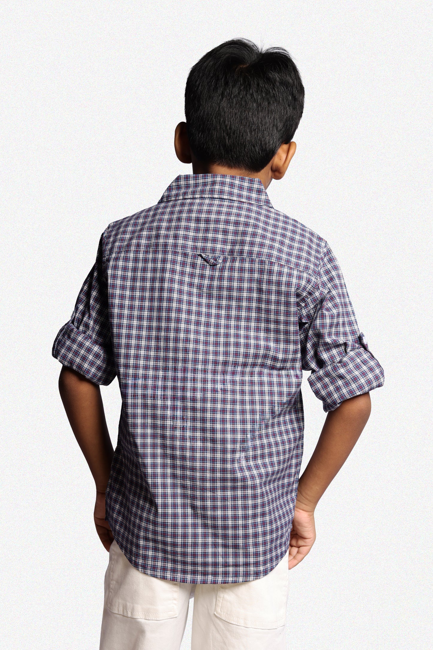 RAW OUTFITTERS REGULAR FIT POPLIN STRETCH CHECK FULL SLEEVE SHIRT FOR BOYS