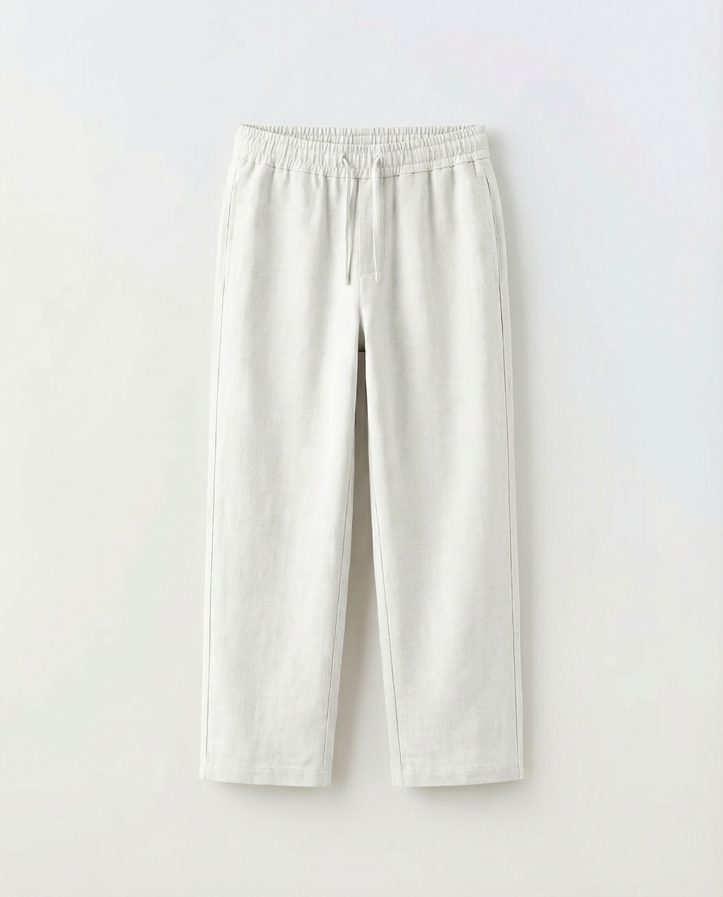 JUNIOR CLUB Premium Linen Straight Fit Pants with Elastic Waist