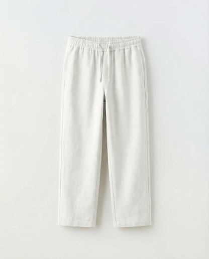 JUNIOR CLUB Premium Linen Straight Fit Pants with Elastic Waist