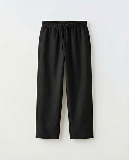 JUNIOR CLUB Premium Linen Straight Fit Pants with Elastic Waist