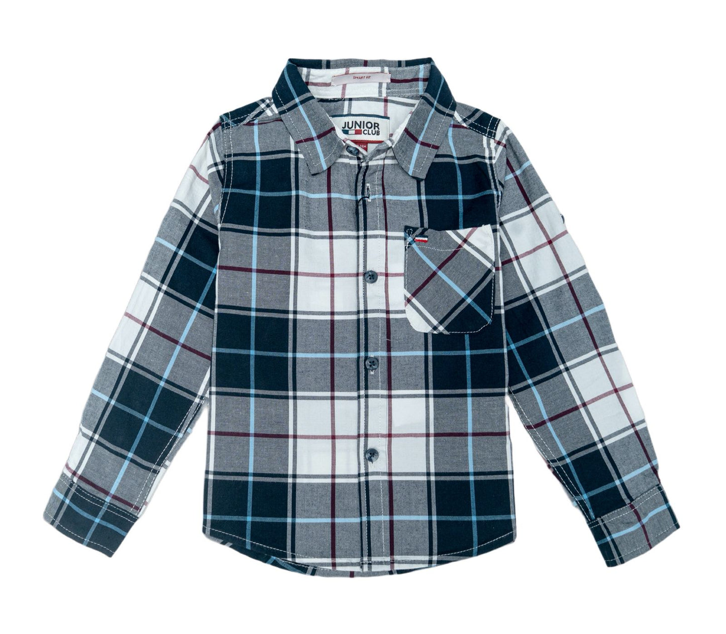 JUNIOR CLUB Regular Fit Cotton Stretch Check Full Sleeve Shirt For Kids