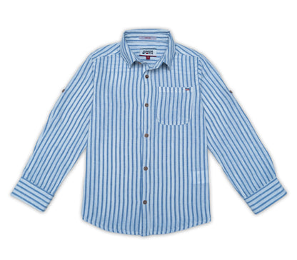 JUNIOR CLUB LONG SLEEVES LINEN BLEND STRIPED SHIRT