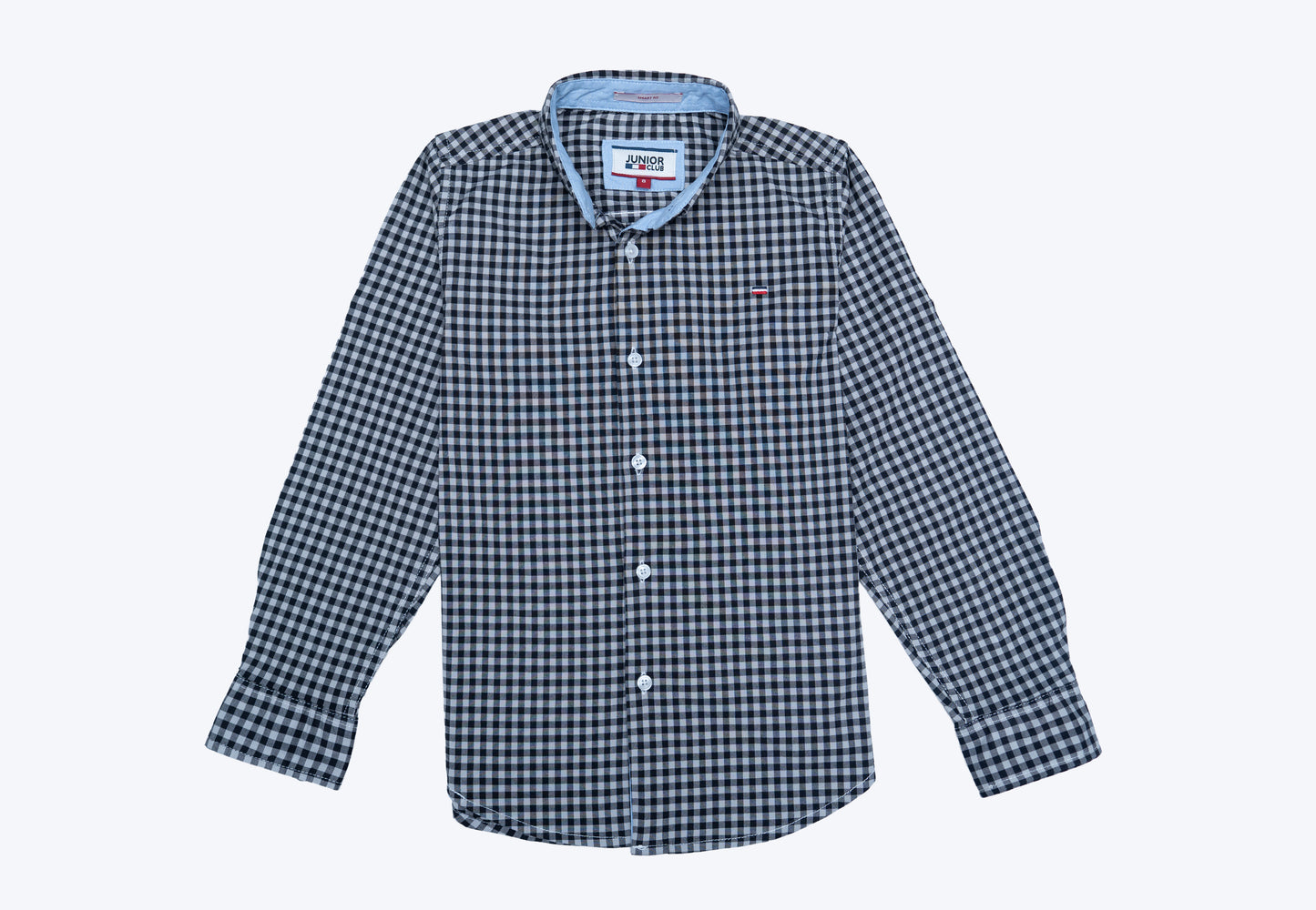 JUNIOR CLUB REGULAR FIT POPLIN STRETCH CHECK FULL SLEEVE SHIRT FOR BOYS