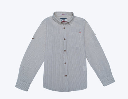 JUNIOR CLUB LONG SLEEVES LINEN BLEND STRIPED SHIRT