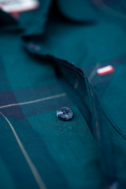 JUNIOR CLUB Regular Fit Cotton Stretch Check Full Sleeve Shirt For Kids