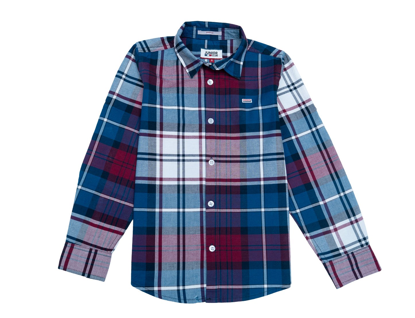 JUNIOR CLUB REGULAR FIT OXFORD STRETCH CHECK FULL SLEEVE SHIRT FOR BOYS