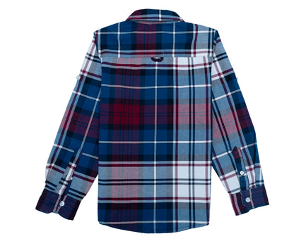 JUNIOR CLUB REGULAR FIT OXFORD STRETCH CHECK FULL SLEEVE SHIRT FOR BOYS