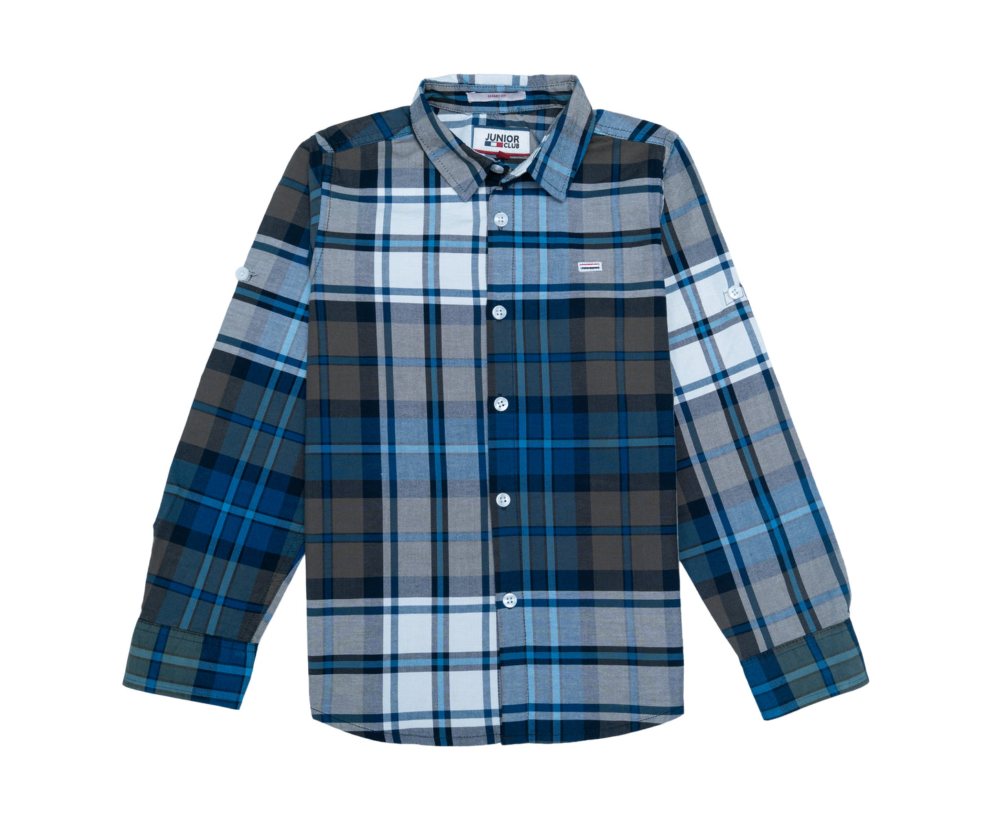 JUNIOR CLUB REGULAR FIT OXFORD STRETCH CHECK FULL SLEEVE SHIRT FOR BOYS