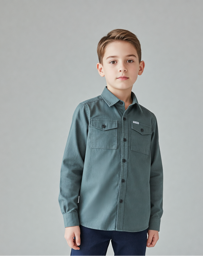 RAW OUTFITTERS REGULAR FIT TWILL COTTON  FULL SLEEVE SHIRT FOR BOYS