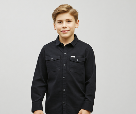 RAW OUTFITTERS REGULAR FIT TWILL COTTON  FULL SLEEVE SHIRT FOR BOYS