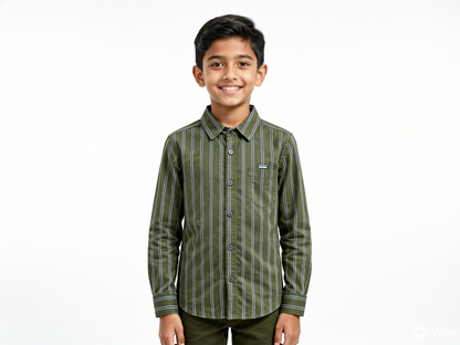 JUNIOR CLUB BOYS VERTICAL STRIPED LONG SLEEVE SHIRT