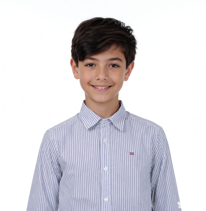 JUNIOR CLUB BOYS  REGULAR FIT POPLIN STRIPED STRETCH FULL SLEEVE SHIRT FOR BOYS