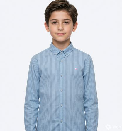 JUNIOR CLUB BOYS  REGULAR FIT POPLIN STRIPED STRETCH FULL SLEEVE SHIRT FOR BOYS