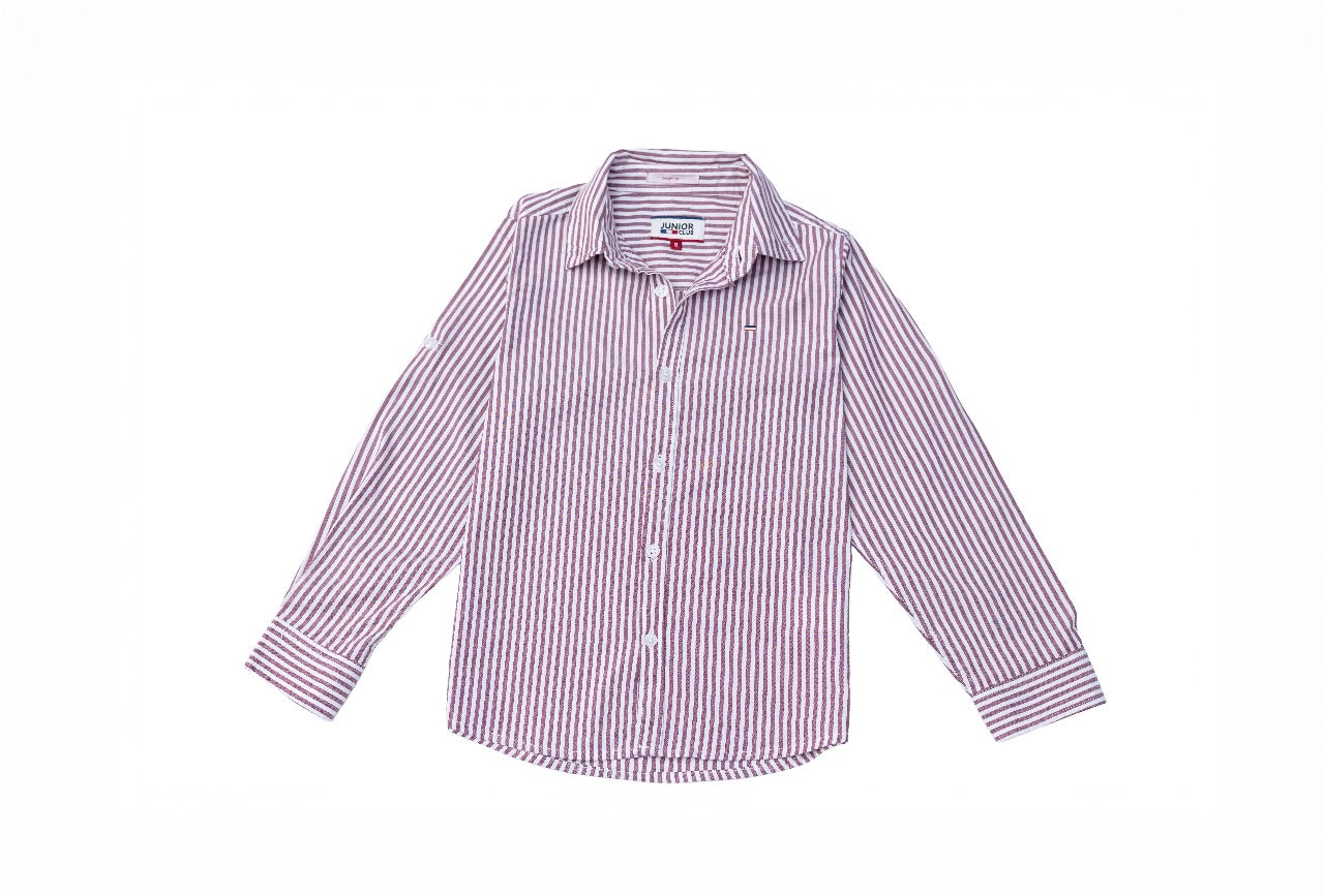 JUNIOR CLUB BOYS  REGULAR FIT POPLIN STRIPED STRETCH FULL SLEEVE SHIRT FOR BOYS