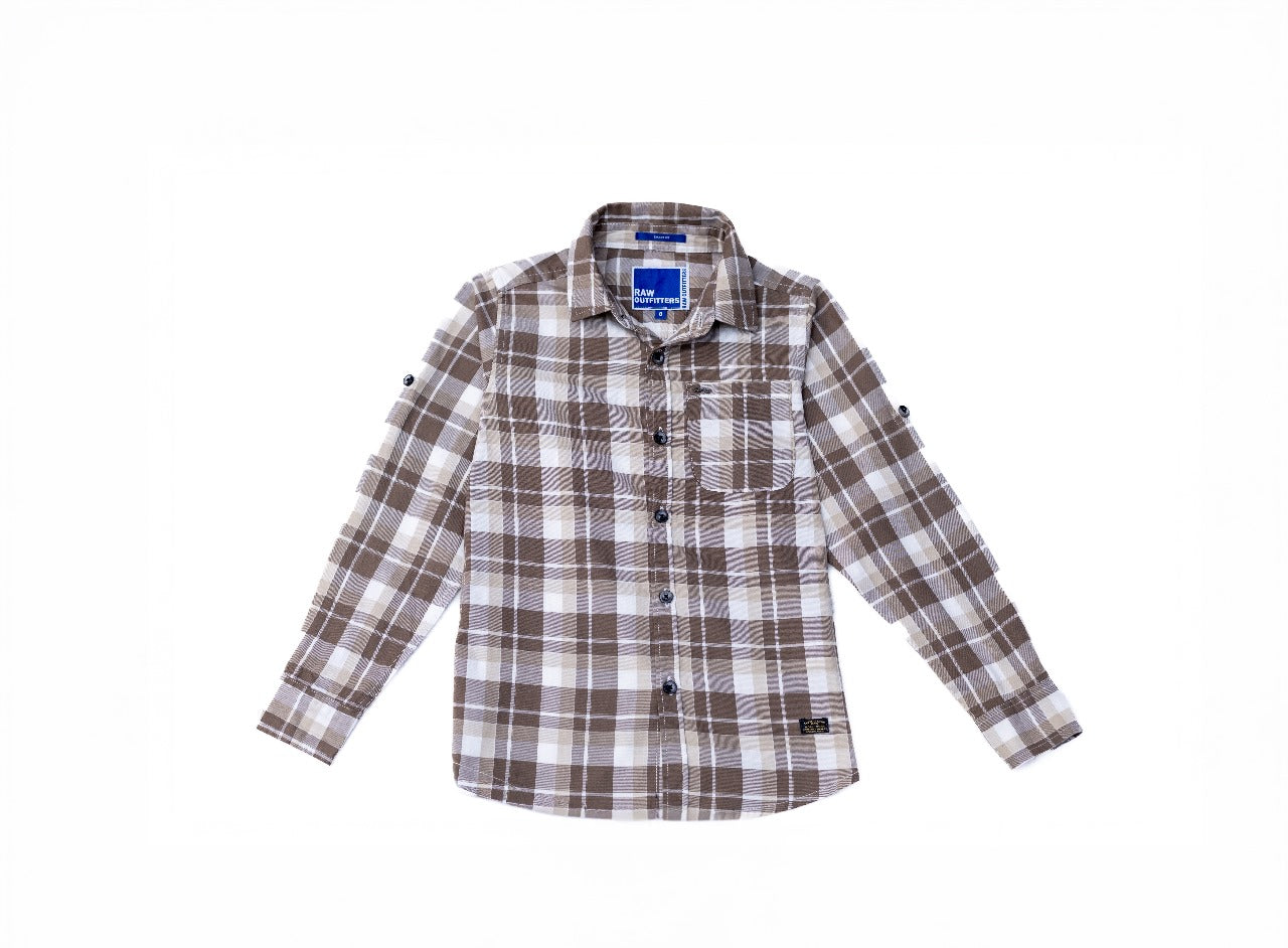 RAW OUTFITTERS REGULAR FIT COTTON CHECK FULL SLEEVE SHIRT FOR BOYS
