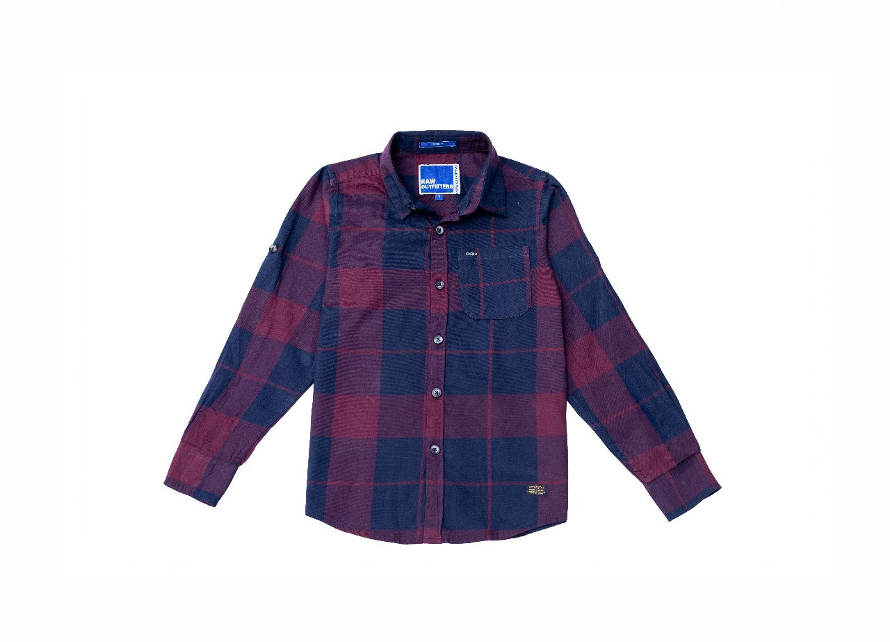 RAW OUTFITTERS REGULAR FIT COTTON CHECK FULL SLEEVE SHIRT FOR BOYS