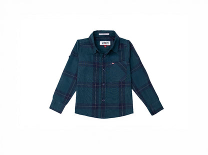 JUNIOR CLUB Regular Fit Cotton Stretch Check Full Sleeve Shirt For Kids