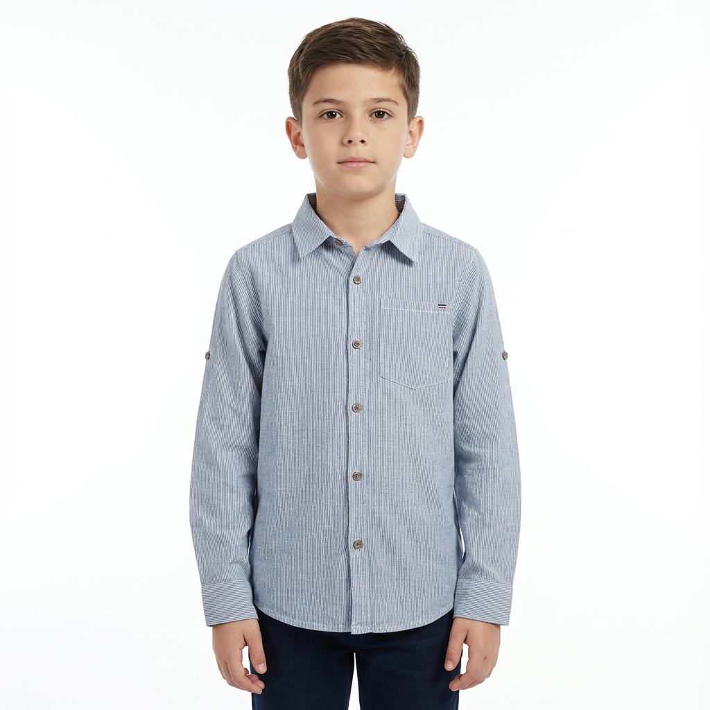JUNIOR CLUB LONG SLEEVES LINEN BLEND STRIPED SHIRT