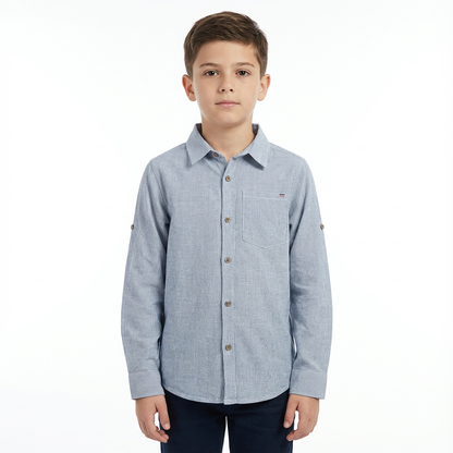 JUNIOR CLUB LONG SLEEVES LINEN BLEND STRIPED SHIRT