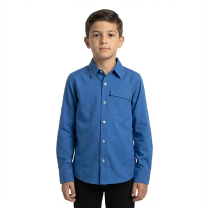 RAW OUTFITTERS REGULAR FIT POPLIN FULL SLEEVE SHIRT FOR BOYS