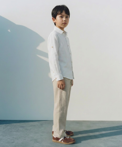 JUNIOR CLUB Premium Linen Straight Fit Pants with Elastic Waist
