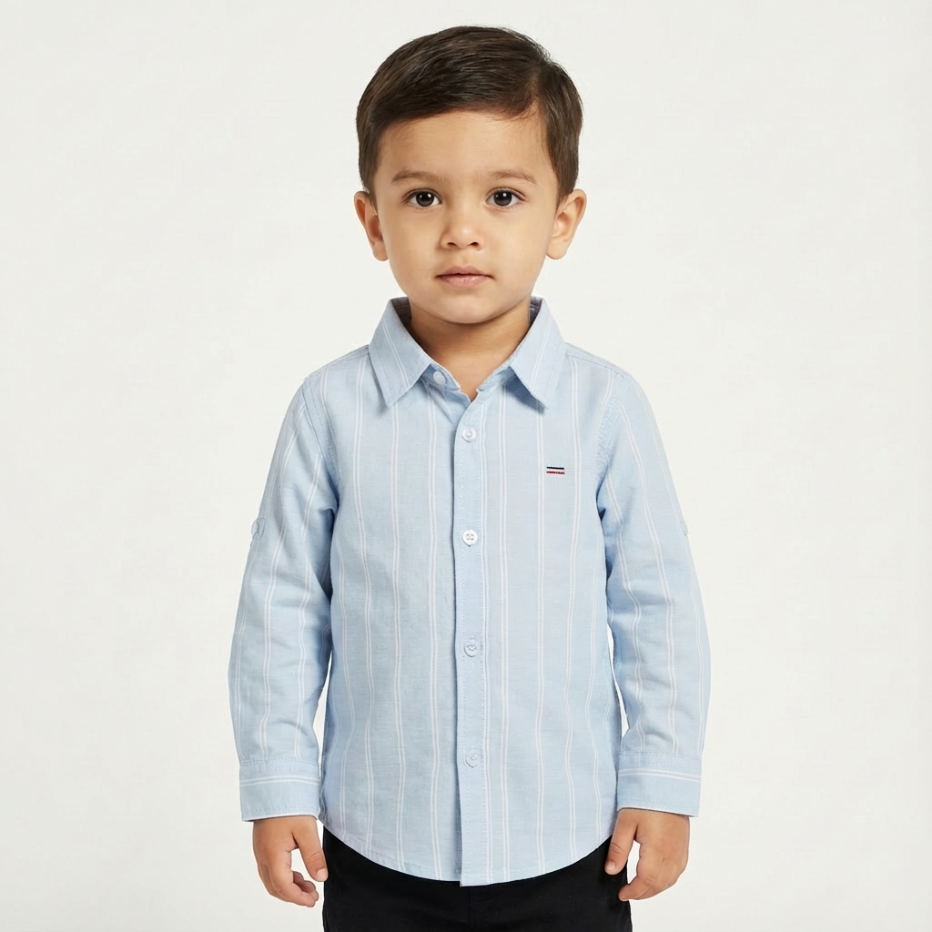 JUNIOR CLUB REGULAR FIT COTTON STRIPED FULL SLEEVE SHIRT FOR KIDS